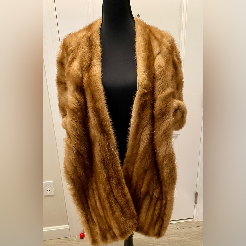 Vintage Mink Fur Stole Cape Wrap - Picture 1 of 9